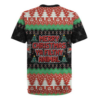 Merry Christmas Ya Filthy Animal Rugby Jersey Retro Christmas Humor - Wonder Print Shop
