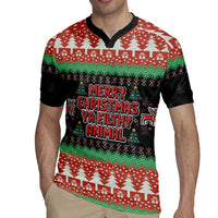 Merry Christmas Ya Filthy Animal Rugby Jersey Retro Christmas Humor - Wonder Print Shop