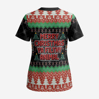 Merry Christmas Ya Filthy Animal Scrub Top Retro Christmas Humor - Wonder Print Shop