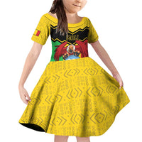 Personalised Mali Family Matching Off Shoulder Short Dress and Hawaiian Shirt Vulture With Coat Of Arms Bogolan Pattern