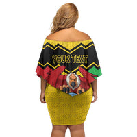 Personalised Mali Family Matching Off Shoulder Short Dress and Hawaiian Shirt Vulture With Coat Of Arms Bogolan Pattern