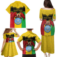 Personalised Mali Family Matching Puletasi and Hawaiian Shirt Vulture With Coat Of Arms Bogolan Pattern