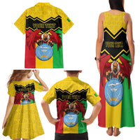 Personalised Mali Family Matching Tank Maxi Dress and Hawaiian Shirt Vulture With Coat Of Arms Bogolan Pattern - Wonder Print Shop