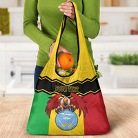 Personalised Mali Grocery Bag Vulture With Coat Of Arms Bogolan Pattern