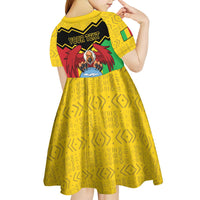 Personalised Mali Kid Short Sleeve Dress Vulture With Coat Of Arms Bogolan Pattern - Wonder Print Shop