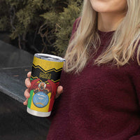 Personalised Mali Tumbler Cup Vulture With Coat Of Arms Bogolan Pattern - Wonder Print Shop