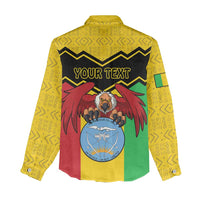 Personalised Mali Women Casual Shirt Vulture With Coat Of Arms Bogolan Pattern - Wonder Print Shop