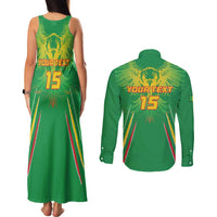 Custom Mali Football Couples Matching Tank Maxi Dress and Long Sleeve Button Shirt Go Les Aigles Green Color