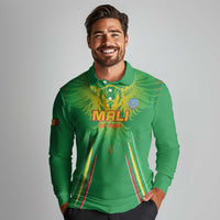 Custom Mali Football Long Sleeve Polo Shirt Go Les Aigles Green Color - Wonder Print Shop