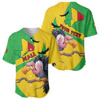 Personalised Mali Baseball Jersey Vulture With Flag Map Bogolan Pattern
