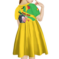 Personalised Mali Kid Short Sleeve Dress Vulture With Flag Map Bogolan Pattern - Wonder Print Shop