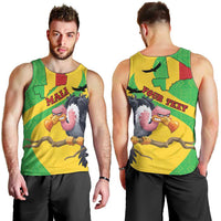 Personalised Mali Men Tank Top Vulture With Flag Map Bogolan Pattern - Wonder Print Shop
