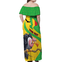 Personalised Mali Off Shoulder Maxi Dress Vulture With Flag Map Bogolan Pattern - Wonder Print Shop