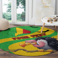 Personalised Mali Round Carpet Vulture With Flag Map Bogolan Pattern - Wonder Print Shop