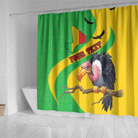 Personalised Mali Shower Curtain Vulture With Flag Map Bogolan Pattern - Wonder Print Shop