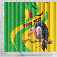 Personalised Mali Shower Curtain Vulture With Flag Map Bogolan Pattern - Wonder Print Shop