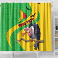 Personalised Mali Shower Curtain Vulture With Flag Map Bogolan Pattern - Wonder Print Shop