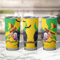 Personalised Mali Tumbler Cup Vulture With Flag Map Bogolan Pattern - Wonder Print Shop