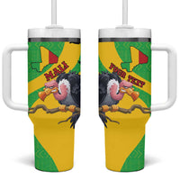 Personalised Mali Tumbler With Handle Vulture With Flag Map Bogolan Pattern - Wonder Print Shop