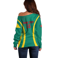 Custom Cameroon Football Off Shoulder Sweater Go Indomitable Lions - Wonder Print Shop