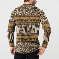 Animal Skin Mix African Pattern Button Sweatshirt