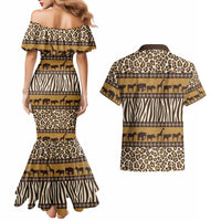 Animal Skin Mix African Pattern Couples Matching Mermaid Dress and Hawaiian Shirt
