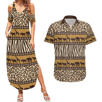 Animal Skin Mix African Pattern Couples Matching Summer Maxi Dress and Hawaiian Shirt