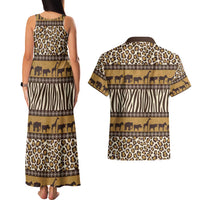 Animal Skin Mix African Pattern Couples Matching Tank Maxi Dress and Hawaiian Shirt
