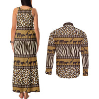 Animal Skin Mix African Pattern Couples Matching Tank Maxi Dress and Long Sleeve Button Shirt