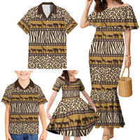 Animal Skin Mix African Pattern Family Matching Mermaid Dress and Hawaiian Shirt