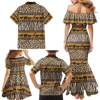 Animal Skin Mix African Pattern Family Matching Mermaid Dress and Hawaiian Shirt
