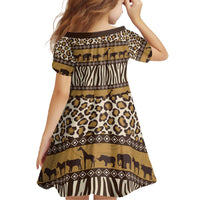 Animal Skin Mix African Pattern Family Matching Off The Shoulder Long Sleeve Dress and Hawaiian Shirt