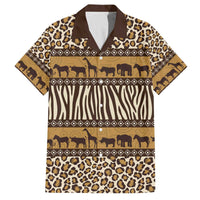 Animal Skin Mix African Pattern Family Matching Off The Shoulder Long Sleeve Dress and Hawaiian Shirt