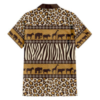 Animal Skin Mix African Pattern Family Matching Off The Shoulder Long Sleeve Dress and Hawaiian Shirt