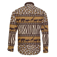 Animal Skin Mix African Pattern Family Matching Off The Shoulder Long Sleeve Dress and Hawaiian Shirt