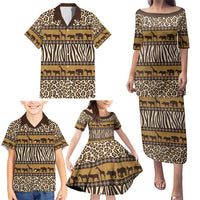 Animal Skin Mix African Pattern Family Matching Puletasi and Hawaiian Shirt