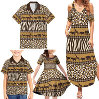 Animal Skin Mix African Pattern Family Matching Summer Maxi Dress and Hawaiian Shirt