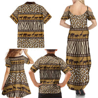 Animal Skin Mix African Pattern Family Matching Summer Maxi Dress and Hawaiian Shirt