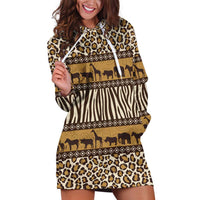 Animal Skin Mix African Pattern Hoodie Dress