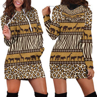 Animal Skin Mix African Pattern Hoodie Dress