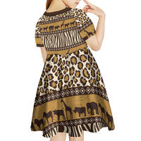 Animal Skin Mix African Pattern Kid Short Sleeve Dress