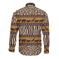 Animal Skin Mix African Pattern Long Sleeve Button Shirt