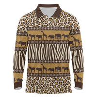 Animal Skin Mix African Pattern Long Sleeve Polo Shirt