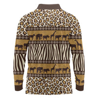 Animal Skin Mix African Pattern Long Sleeve Polo Shirt