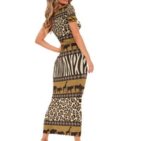 Animal Skin Mix African Pattern Short Sleeve Bodycon Dress