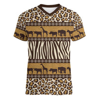 Animal Skin Mix African Pattern Women V-Neck T-Shirt
