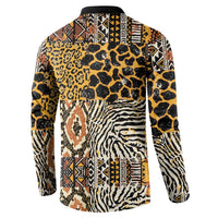 African Tribal Pattern With Wild Animal Skins Button Sweatshirt