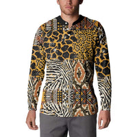 African Tribal Pattern With Wild Animal Skins Button Sweatshirt