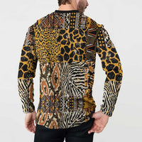 African Tribal Pattern With Wild Animal Skins Button Sweatshirt