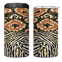 African Tribal Pattern With Wild Animal Skins 4 in 1 Can Cooler Tumbler